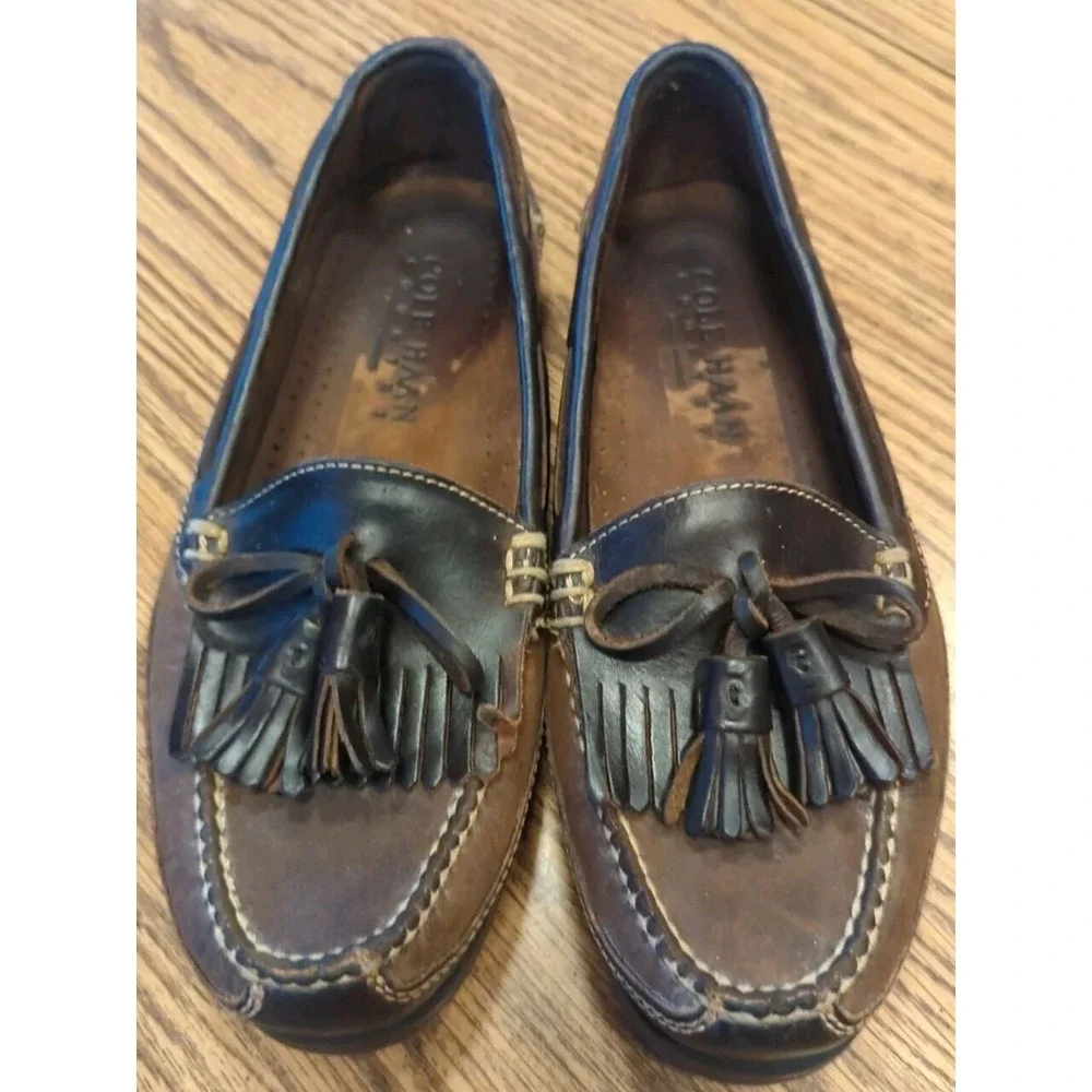 Men's COLE HAAN Brown Leather With Fringe & Tassels Loafer Size‎ 8 M Brazil